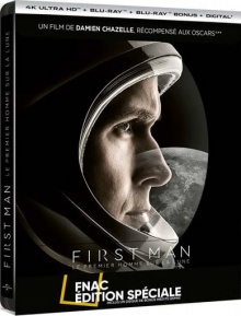 First Man : Le premier homme sur la lune (2018) de Damien Chazelle - Steelbook Édition Spéciale Fnac – Packshot Blu-ray 4K Ultra HD