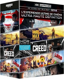 Batman v Superman + Mad Max : Fury Road + Creed + San Andreas + La Grande aventure Lego - Packshot Blu-ray 4K Ultra HD
