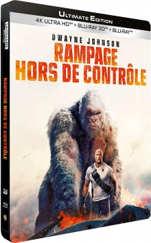 Rampage - Hors de contrôle (2018) de Brad Peyton - Édition boîtier SteelBook - Packshot Blu-ray 4K Ultra HD