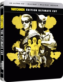 Watchmen - Les gardiens (2009) de Zack Snyder : Édition Ultimate Cut - 4K Ultra HD + Blu-ray + Blu-ray bonus + Goodies - Boîtier SteelBook - Packshot Blu-ray 4K Ultra HD