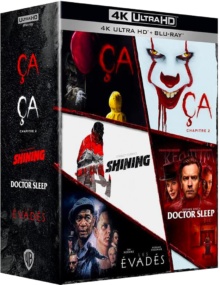 Coffret Stephen King : Les Evadés + Ça, chapitre 1 + Ça, chapitre 2 + Doctor Sleep + Shining – Packshot Blu-ray 4K Ultra HD