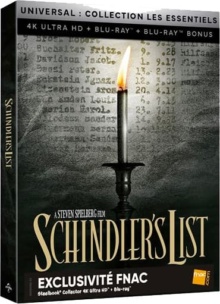 La Liste de Schindler (1993) de Steven Spielberg - Édition Collector Steelbook Exclusivité Fnac - Packshot Blu-ray 4K Ultra HD